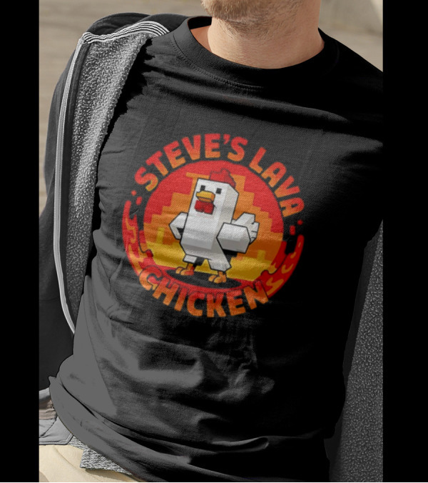 Steve's Lava Chicken Pixel Art Blocky Style T-Shirt
