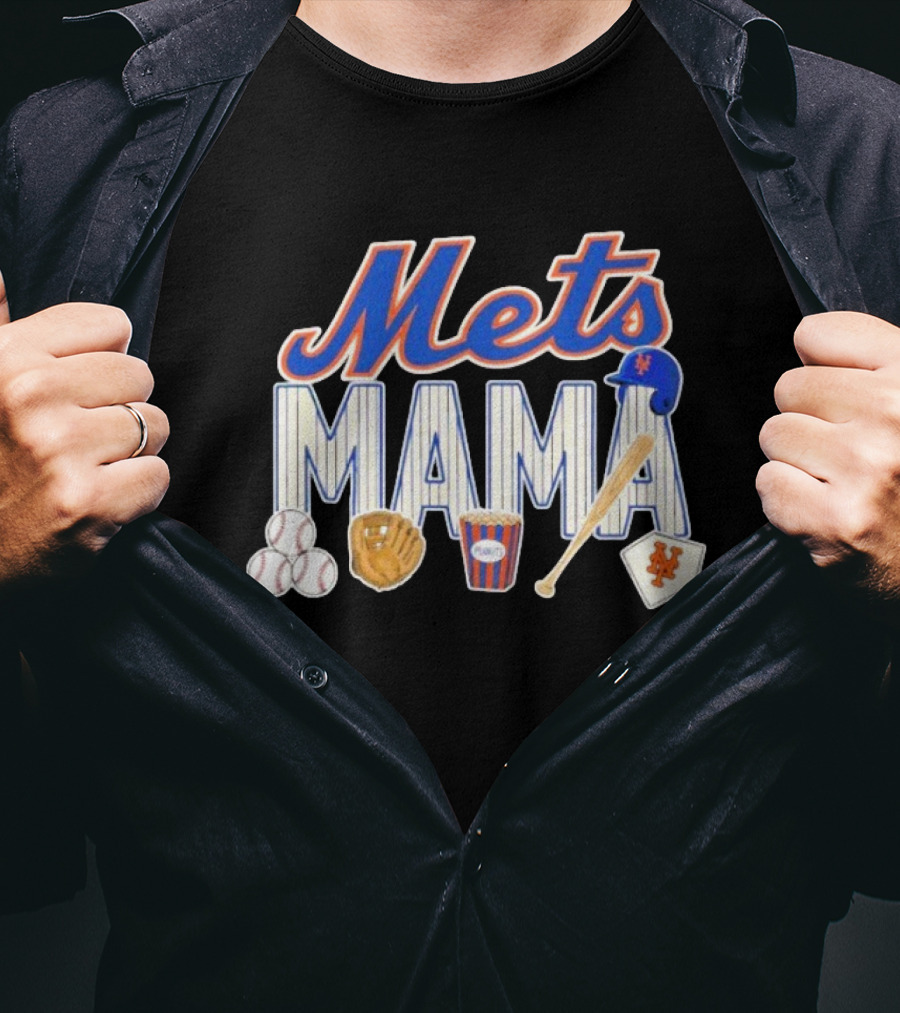 Mets Mama Mother’s Day Peanuts MLB Baseball Glove Bat Cap T-Shirt