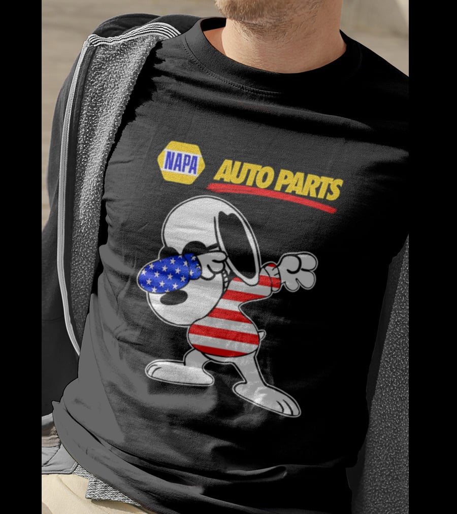 NAPA Auto Parts Snoopy Dabbing USA Flag Character T-Shirt