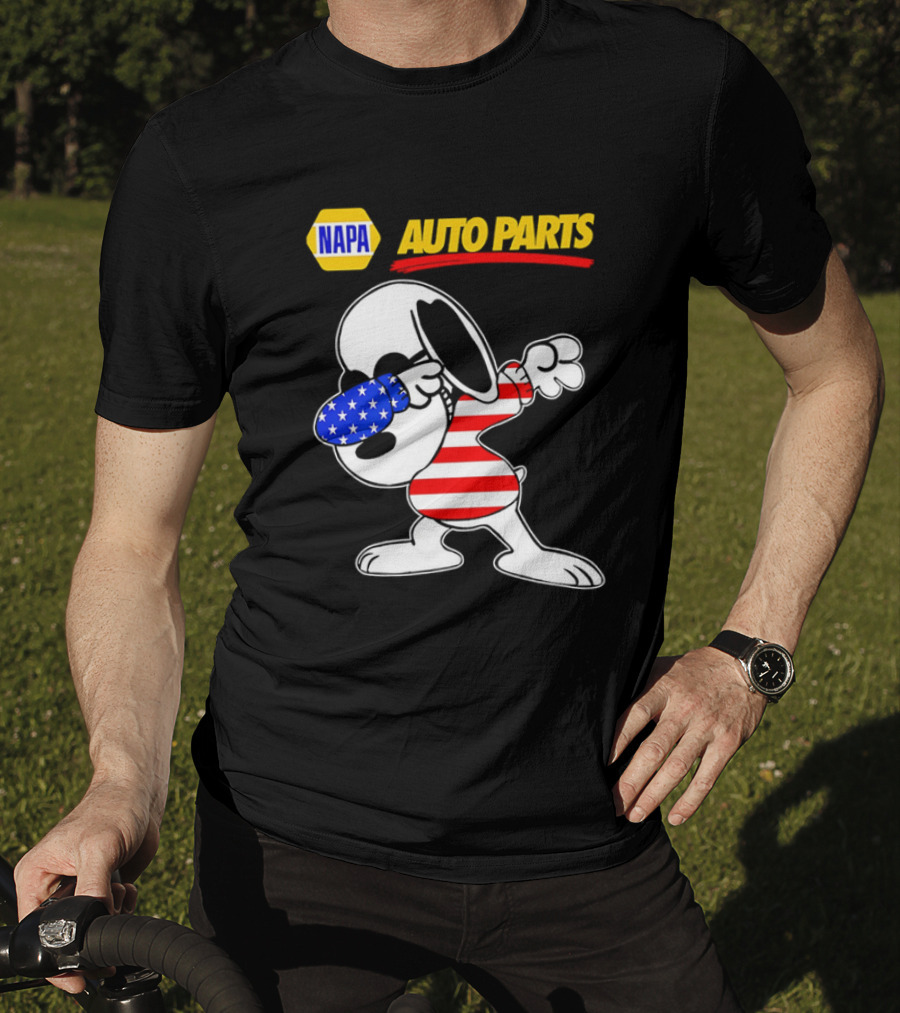NAPA Auto Parts Snoopy Dabbing USA Flag Character T-Shirt