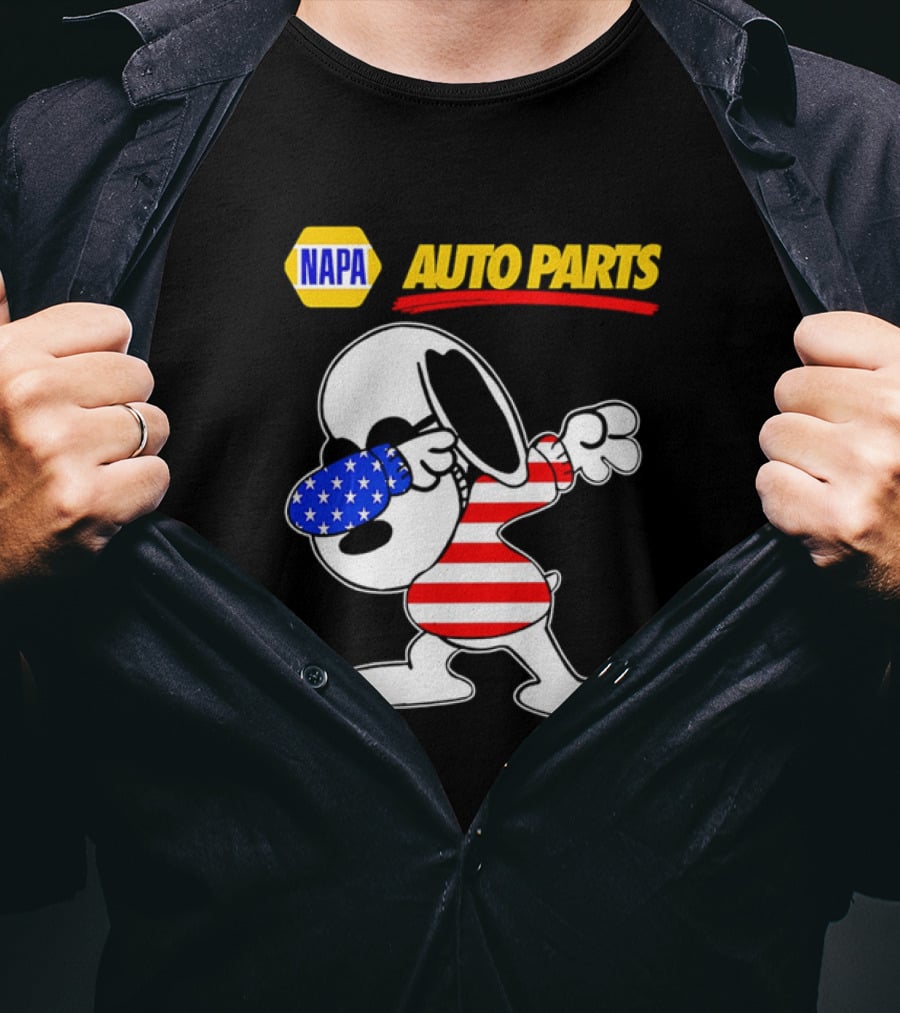 NAPA Auto Parts Snoopy Dabbing USA Flag Character T-Shirt