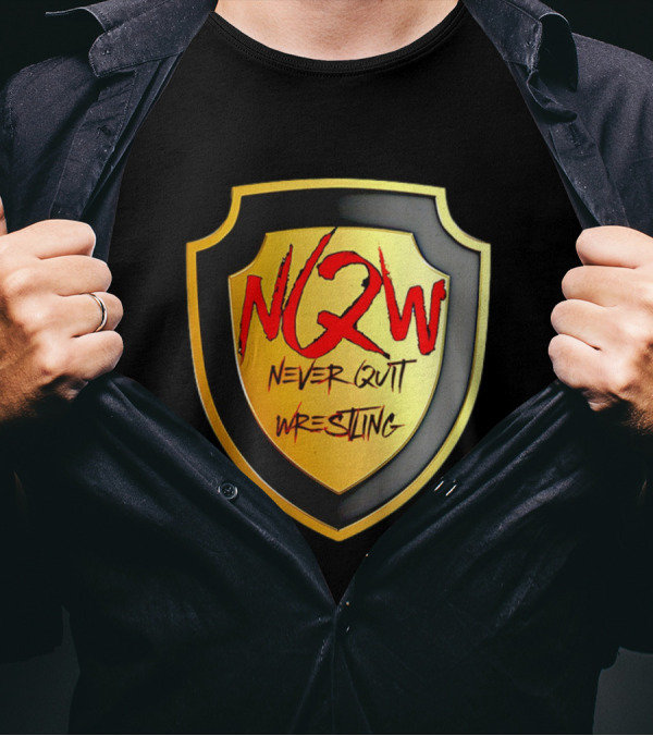 NQW Never Quit Wrestling Shield Badge T-Shirt
