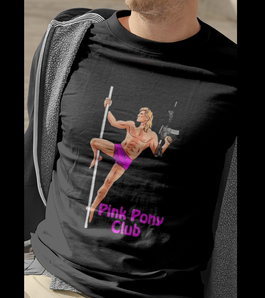 Pink Pony Club Pole Dancer With Gun T-Shirt