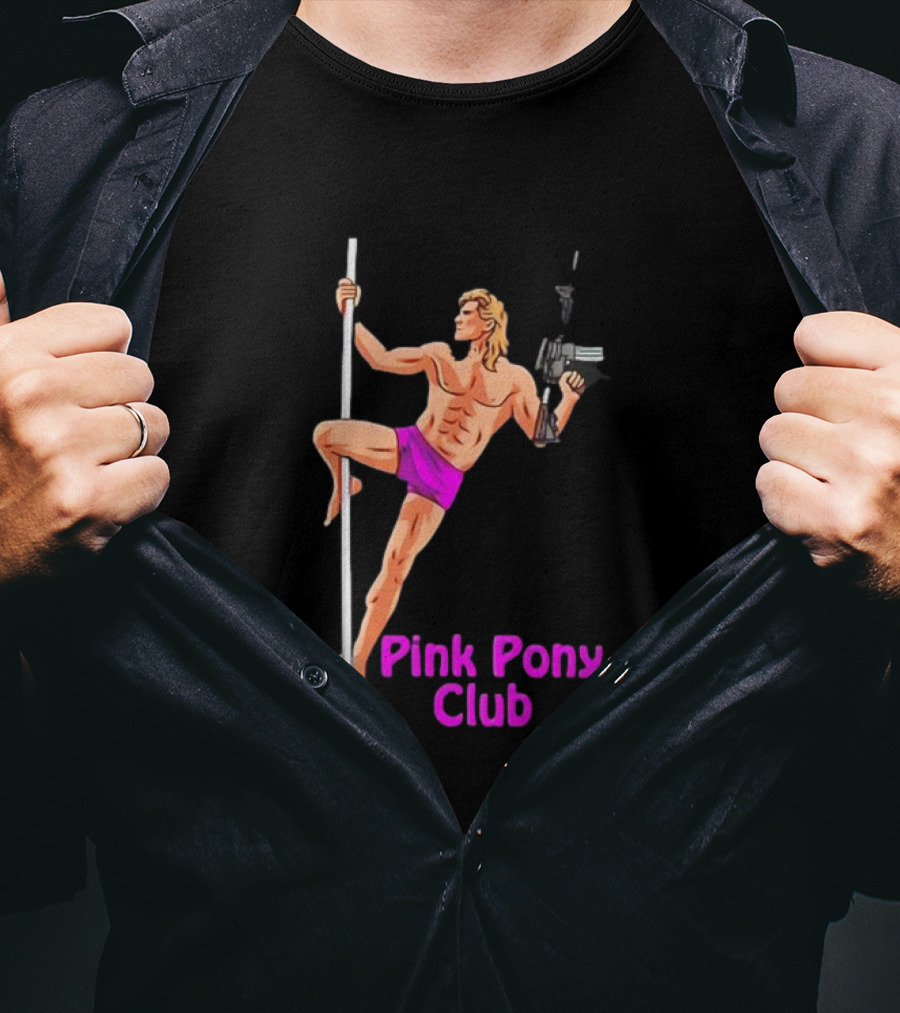 Pink Pony Club Pole Dancer With Gun T-Shirt