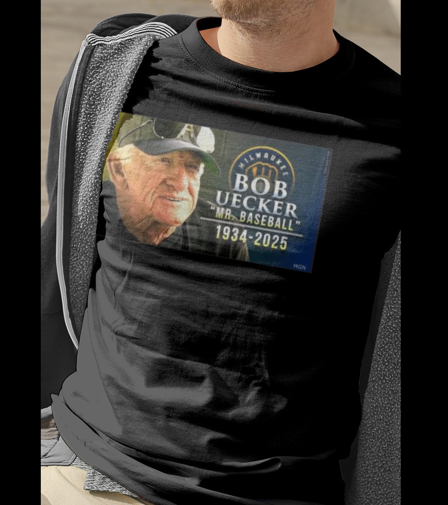 Milwaukee Brewers Bob Uecker Mr. Baseball 1934-2025 Tribute T-Shirt
