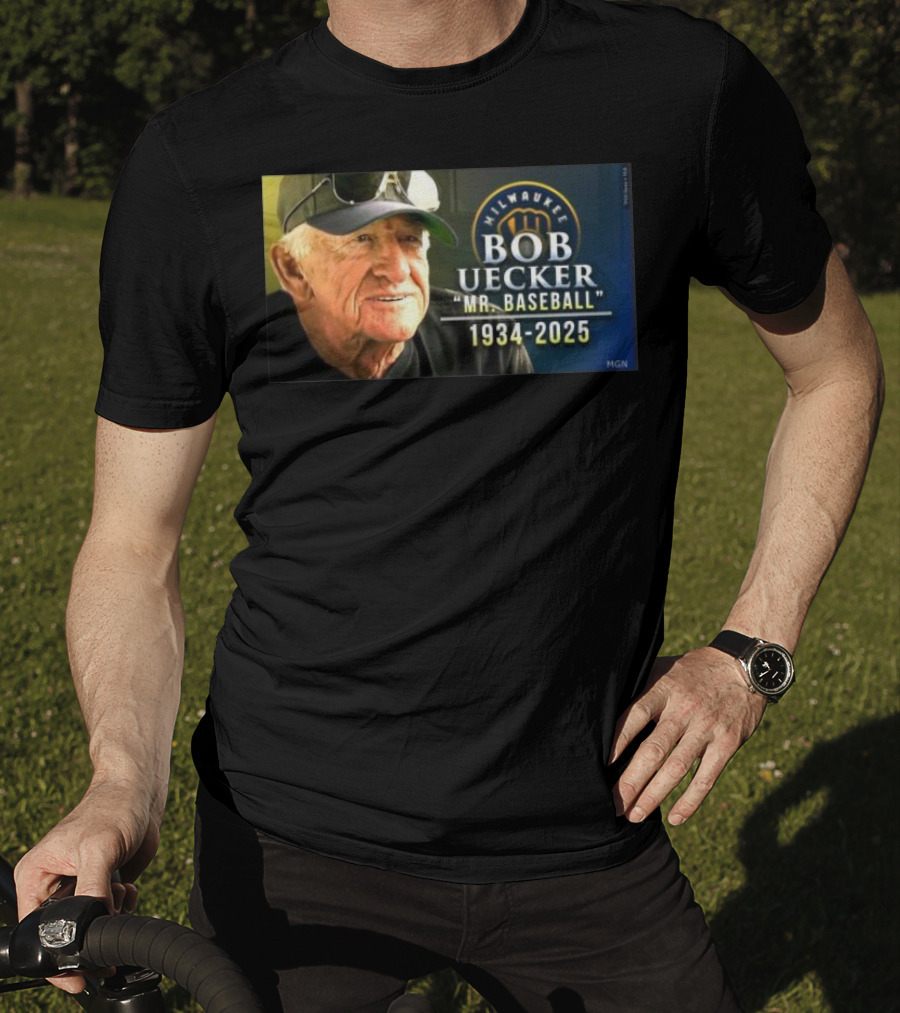 Milwaukee Brewers Bob Uecker Mr. Baseball 1934-2025 Tribute T-Shirt