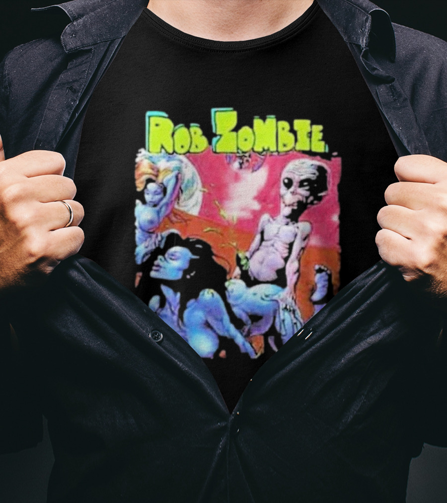 Rob Zombie Colorful Extraterrestrial Humor Scene T-Shirt