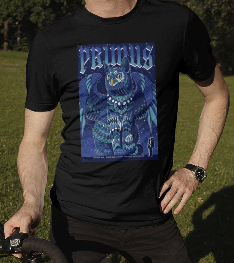 PRIMUS May 4 2025 Huntsville Alabama The Orion Amphitheater Owl Art T-Shirt
