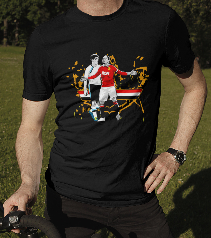 Patrice Evra Luis Suarez Caricature Cartoon AON Red And White Stripes T-Shirt