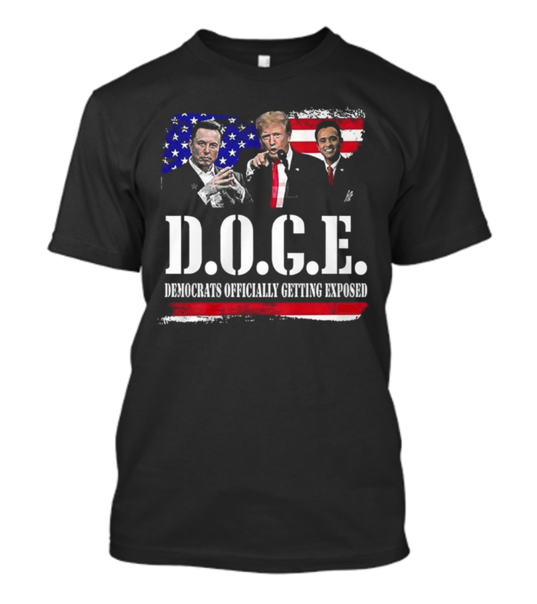Patriot Pride Mens D.O.G.E Team Democrats Officially Getting Exposed USA Flag Icons T-Shirt