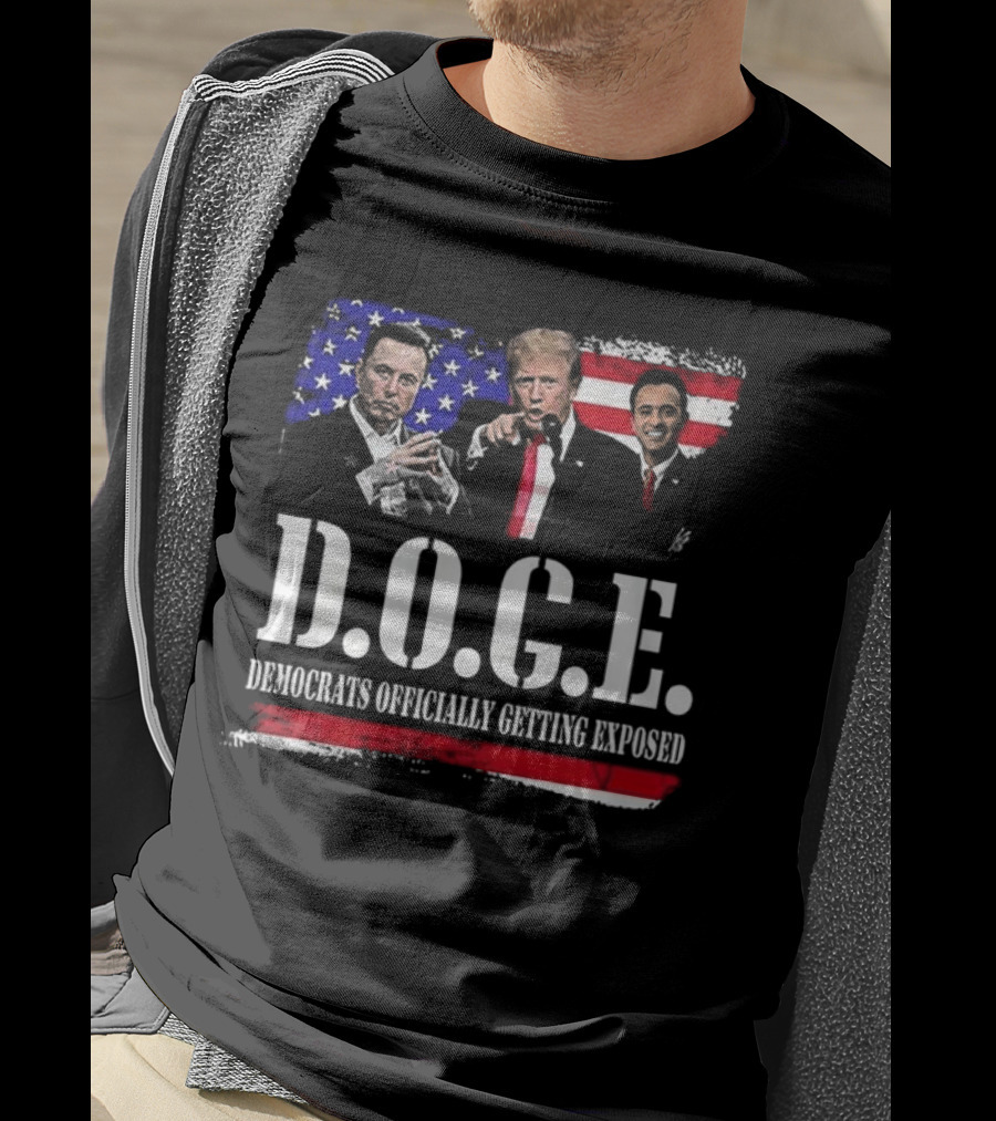 Patriot Pride Mens D.O.G.E Team Democrats Officially Getting Exposed USA Flag Icons T-Shirt