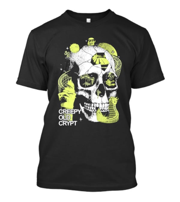 Rocco Botte Creepy Old Crypt Skull Neon Aesthetic T-Shirt