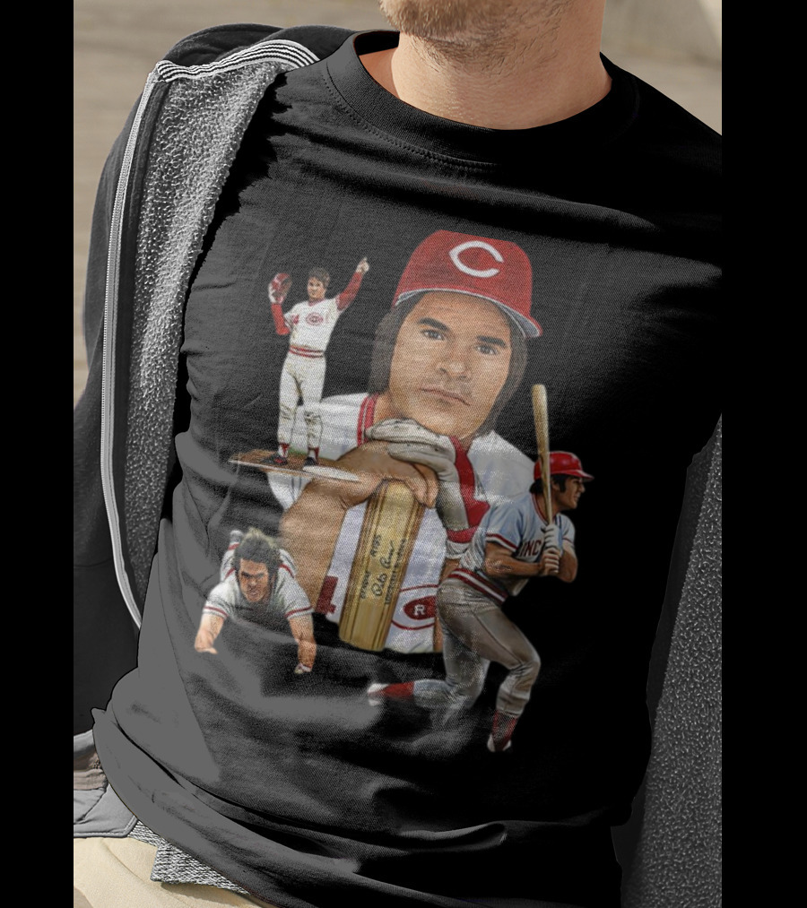 PETE ROSE Cincinnati Reds Baseball Legend 41 24 T-Shirt