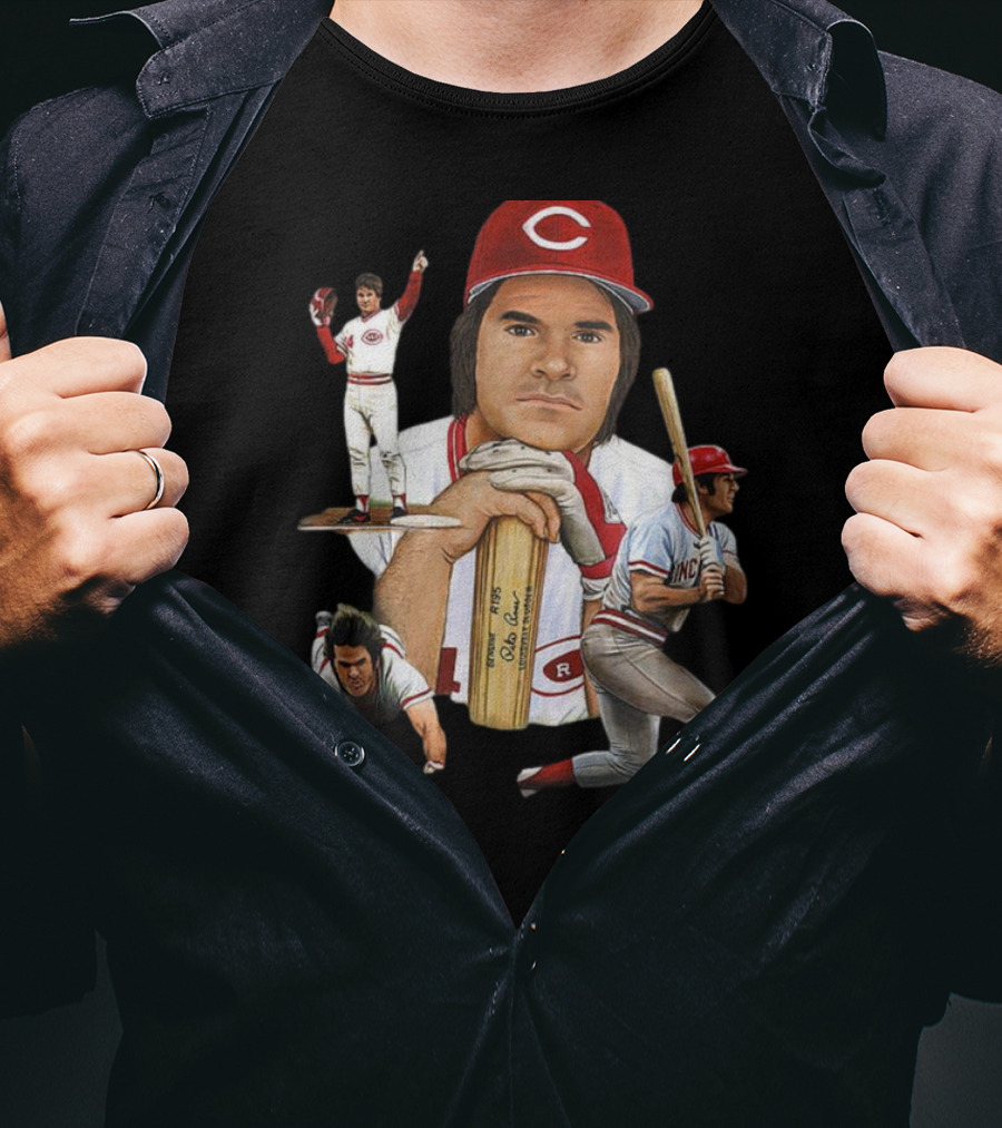 PETE ROSE Cincinnati Reds Baseball Legend 41 24 T-Shirt
