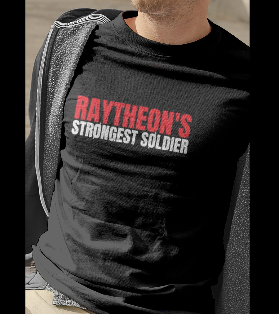 Raytheon’s Strongest Soldier Bold Red White Text T-Shirt