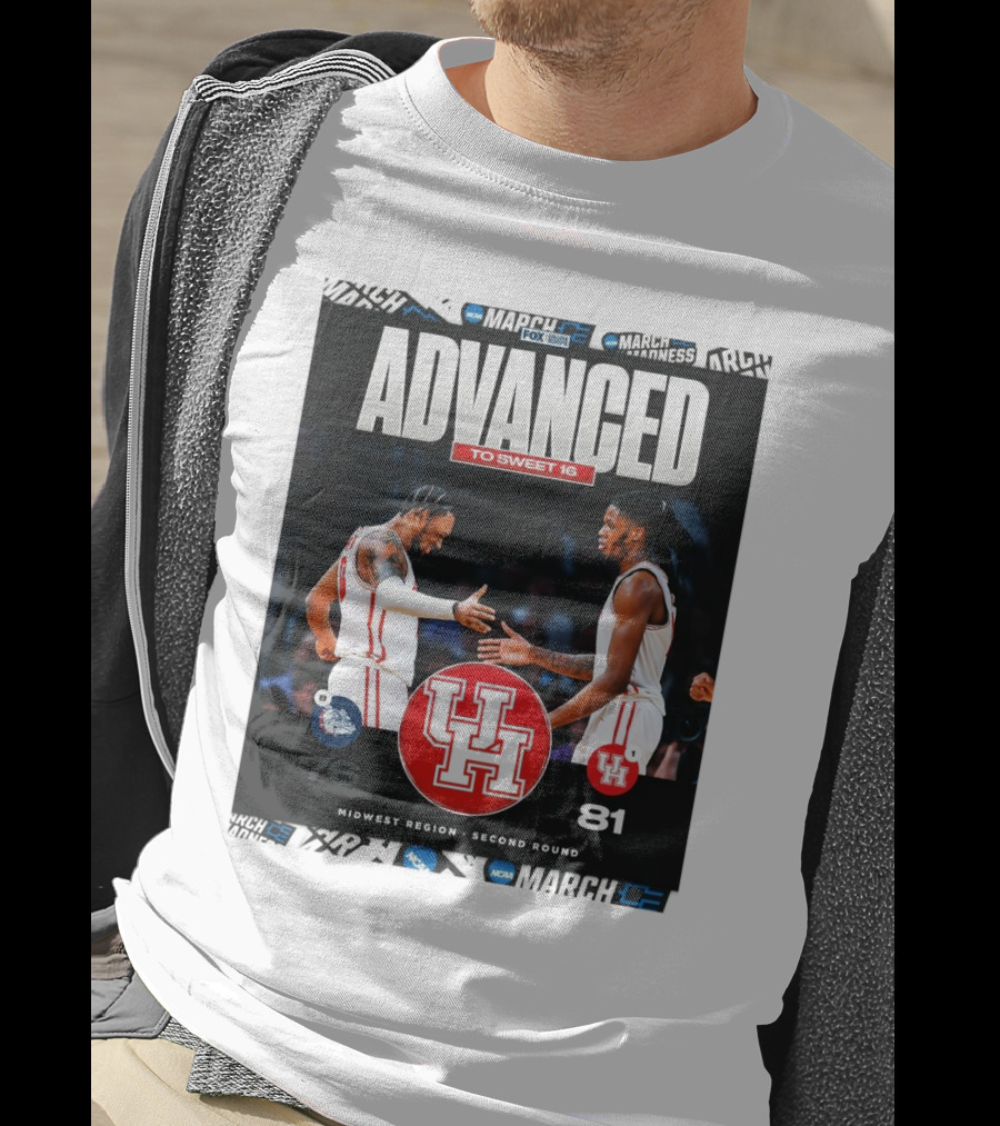 Advanced To Sweet 16 Houston Cougars 81 Gonzaga Bulldogs 76 Midwest Region Second Round T-Shirt