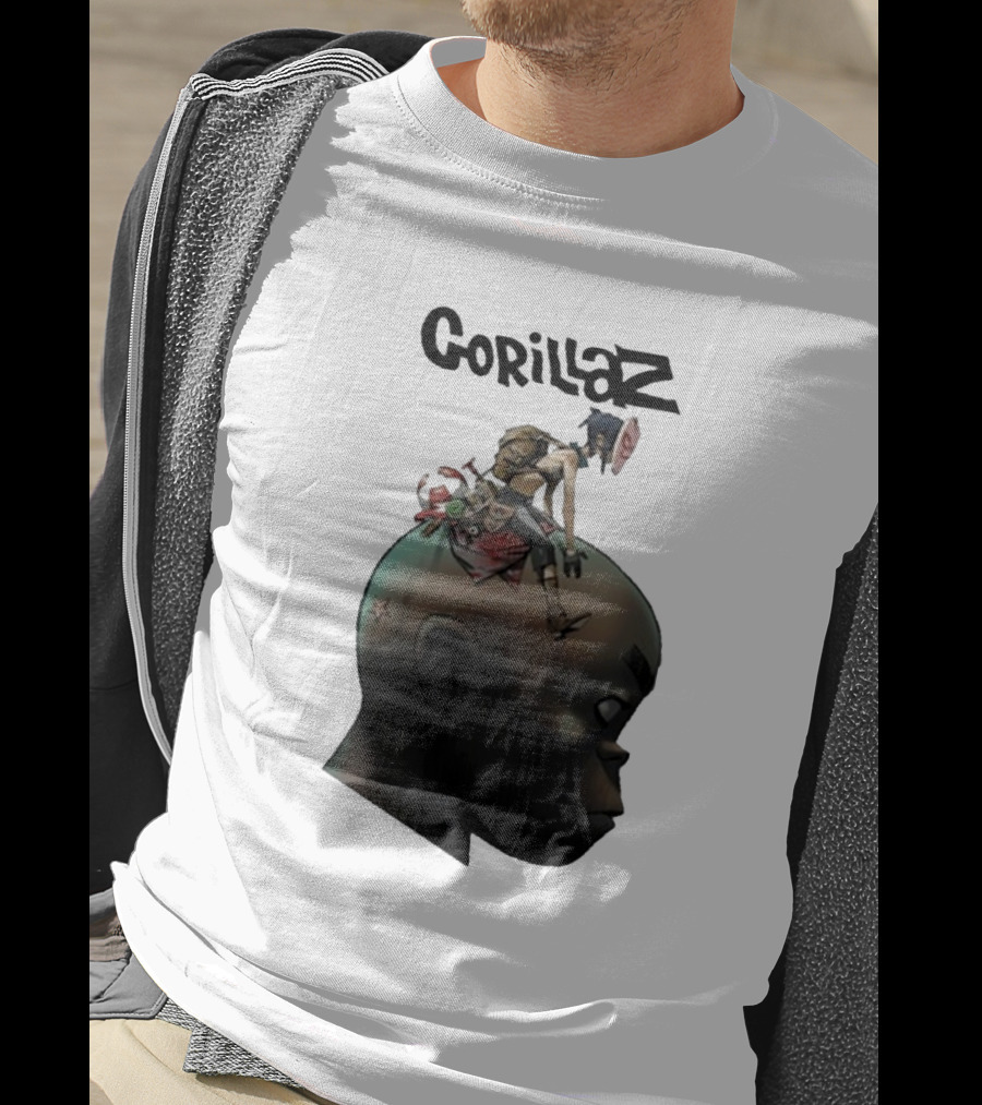 Gorillaz Character Sitting On Head Star Symbol T-Shirt