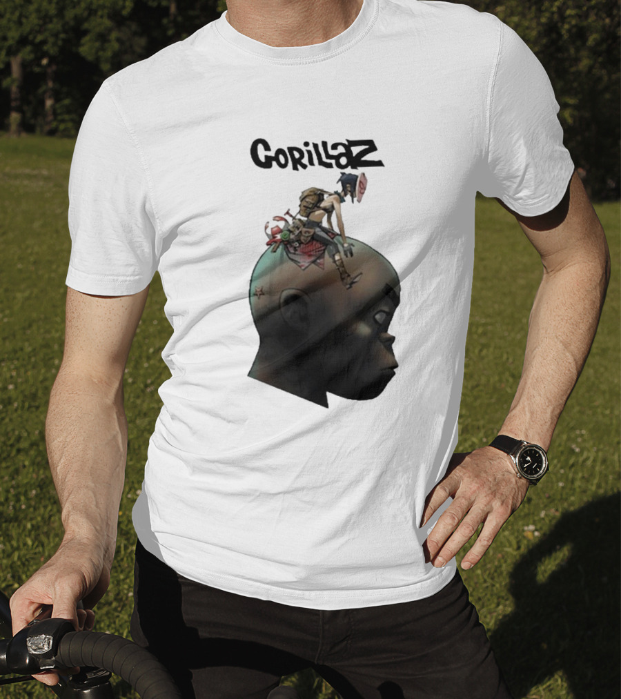 Gorillaz Character Sitting On Head Star Symbol T-Shirt