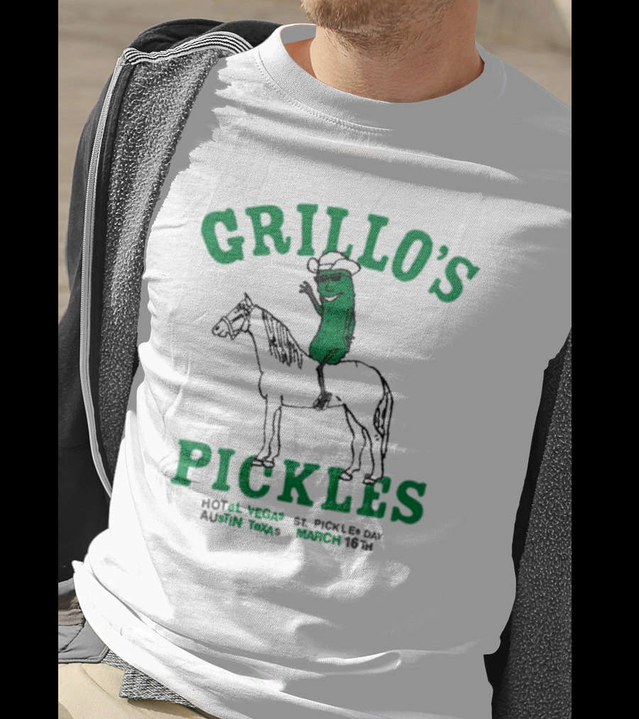 Grillo’s Pickles St Pickles Day Austin Texas March 16th Hotel Vegas T-Shirt
