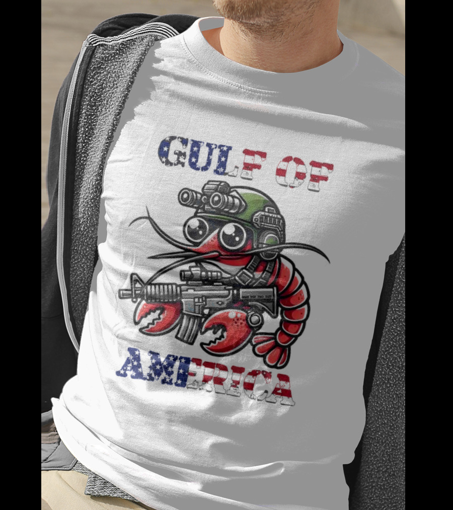 Gulf Of America Tactical Shrimp Patriotic Military Camouflage T-Shirt