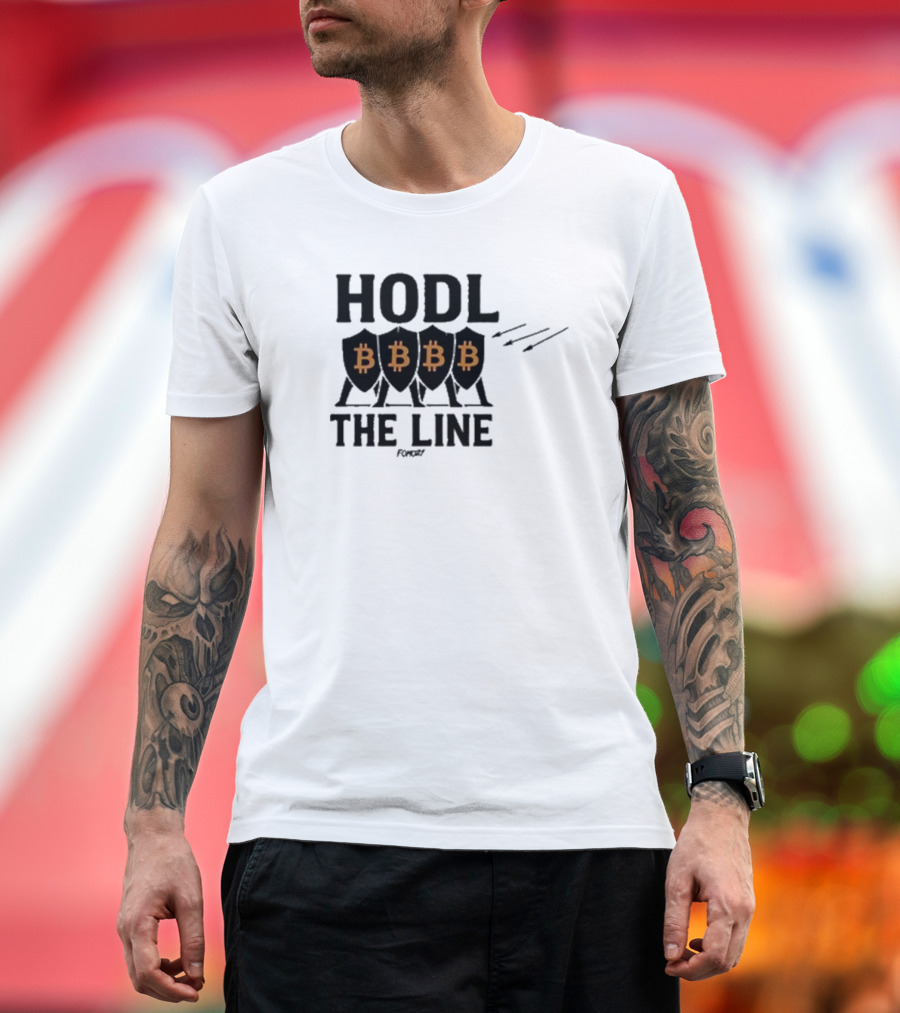 Hodl The Line Bitcoin Warrior Cryptocurrency Enthusiast BBB Pattern T-Shirt