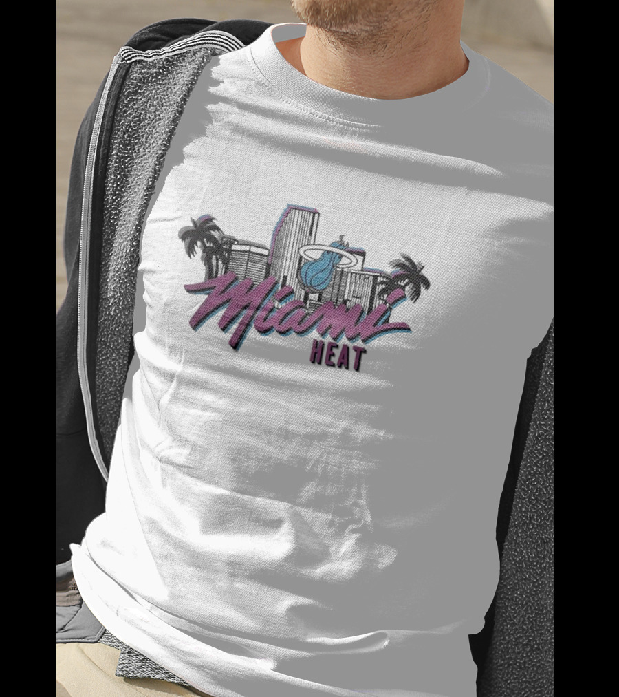 Homage Miami Heat NBA Vice Skyline Retro Style T-Shirt