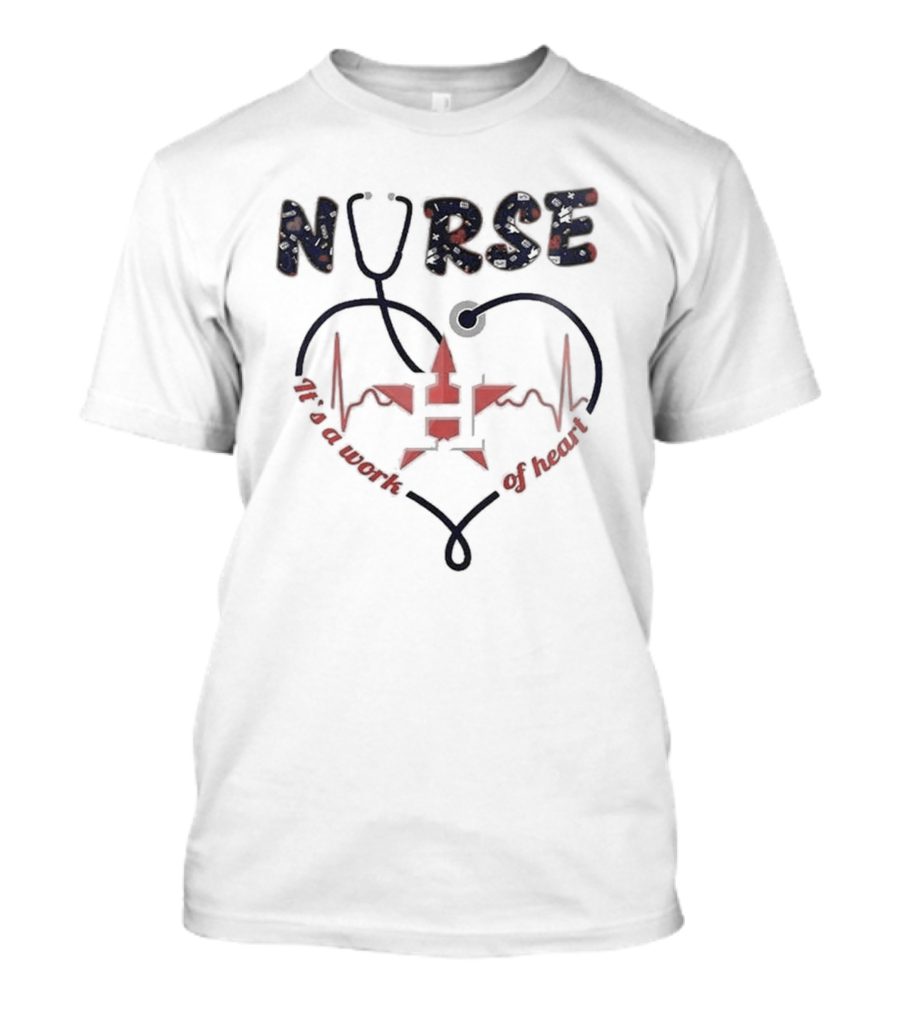 Houston Astros Nurse Appreciation Night 2025 Heartbeat Stethoscope Baseball Event T-Shirt
