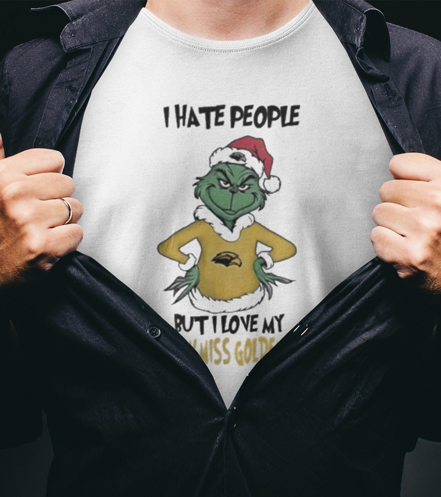 I Hate People But I Love My Southern Miss Golden Eagles Grinch Holiday Style T-Shirt