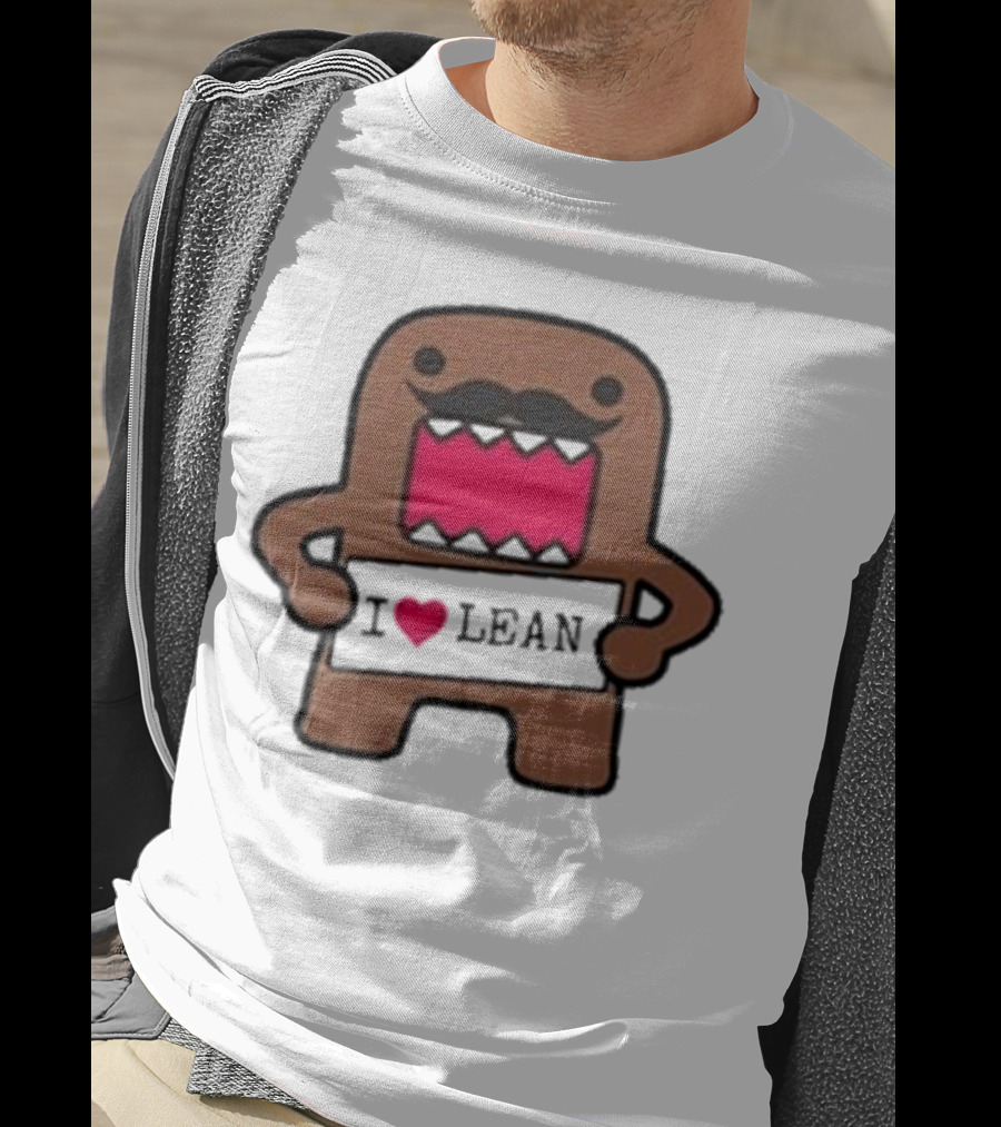 I Love Lean Domo Heart Mustache Cartoon Character T-Shirt