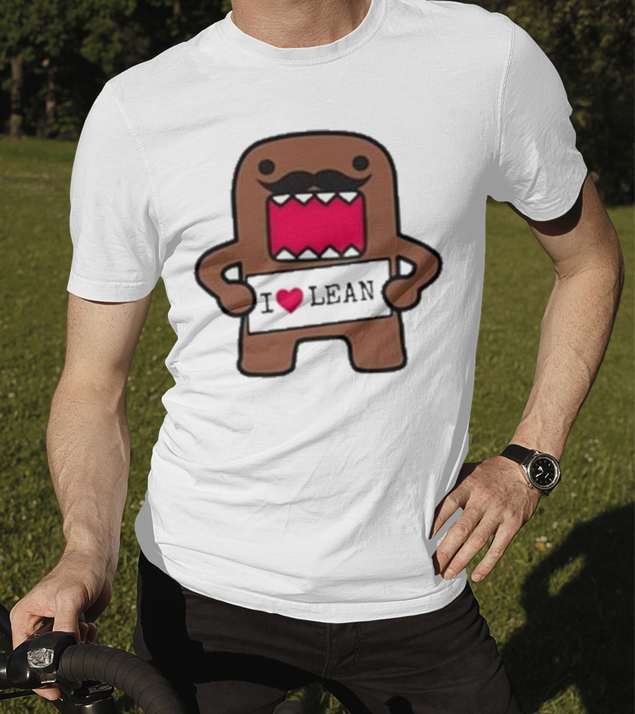 I Love Lean Domo Heart Mustache Cartoon Character T-Shirt