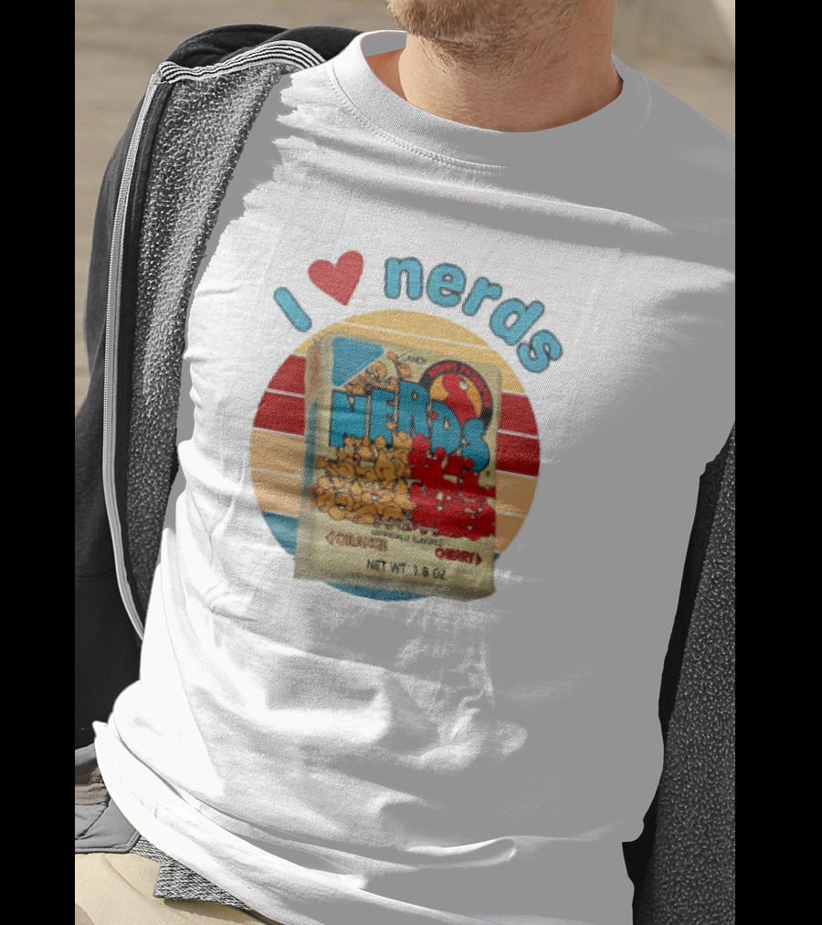 I Love Nerds Candy Box Cherry Orange Vintage Retro Style T-Shirt