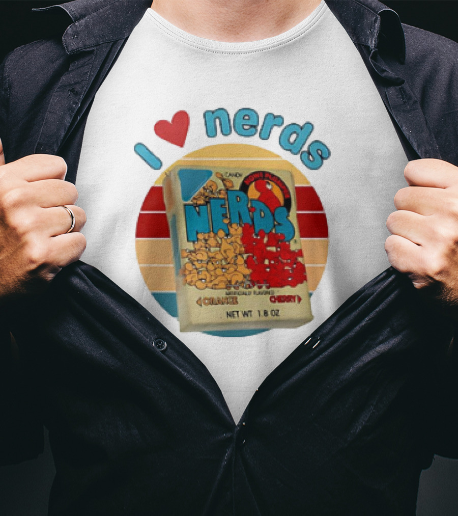 I Love Nerds Candy Box Cherry Orange Vintage Retro Style T-Shirt