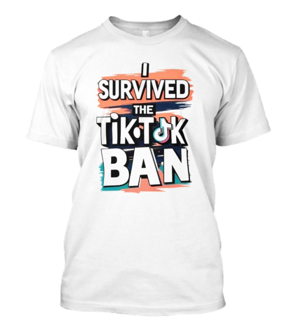 I Survived The TikTok Ban Colorful Retro Style Text With Icon T-Shirt