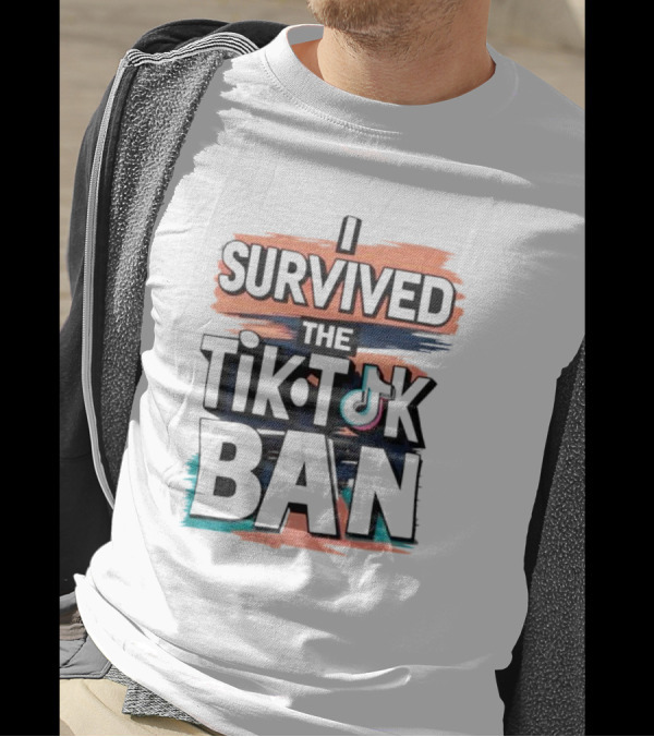 I Survived The TikTok Ban Colorful Retro Style Text With Icon T-Shirt