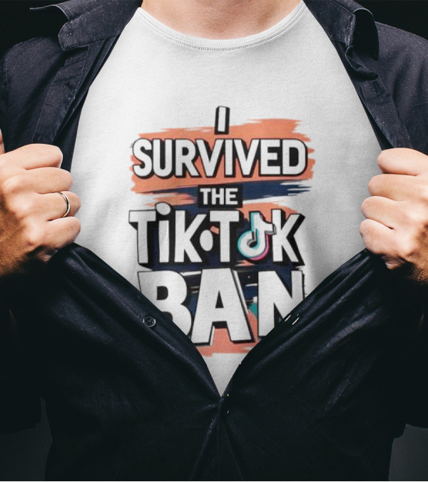 I Survived The TikTok Ban Colorful Retro Style Text With Icon T-Shirt