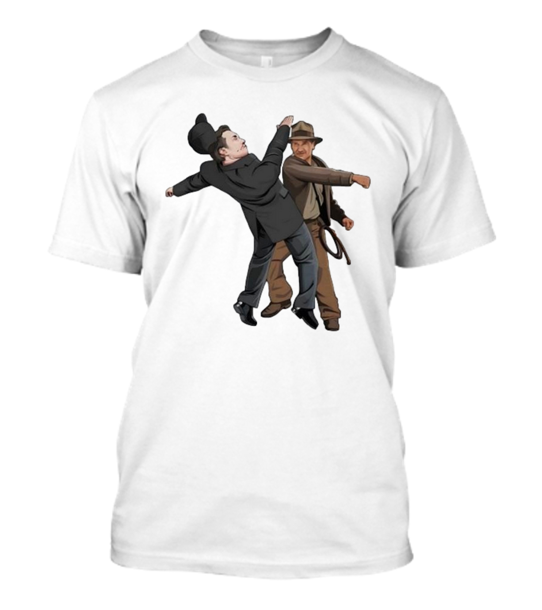 Indiana Jones Punching Elon Musk Salute Scene T-Shirt