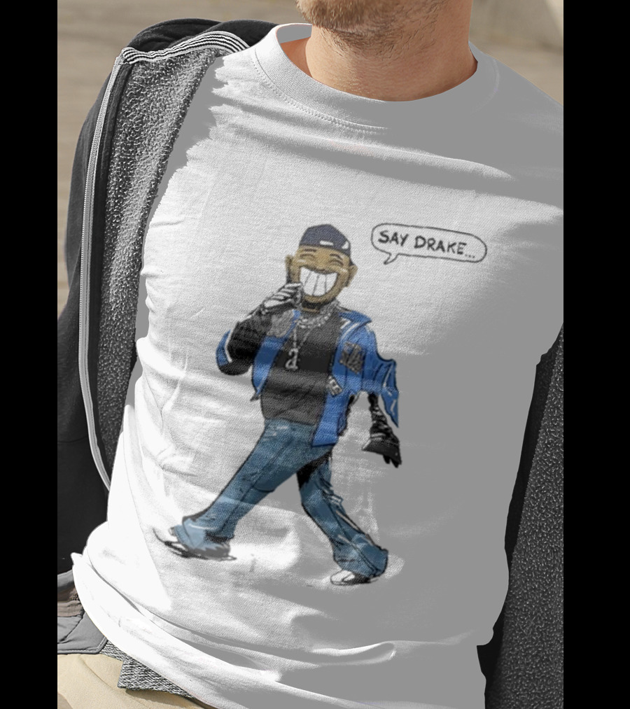 Kendrick Lamar Walking Cartoon With Baseball Cap And Blue Jacket T-Shirt