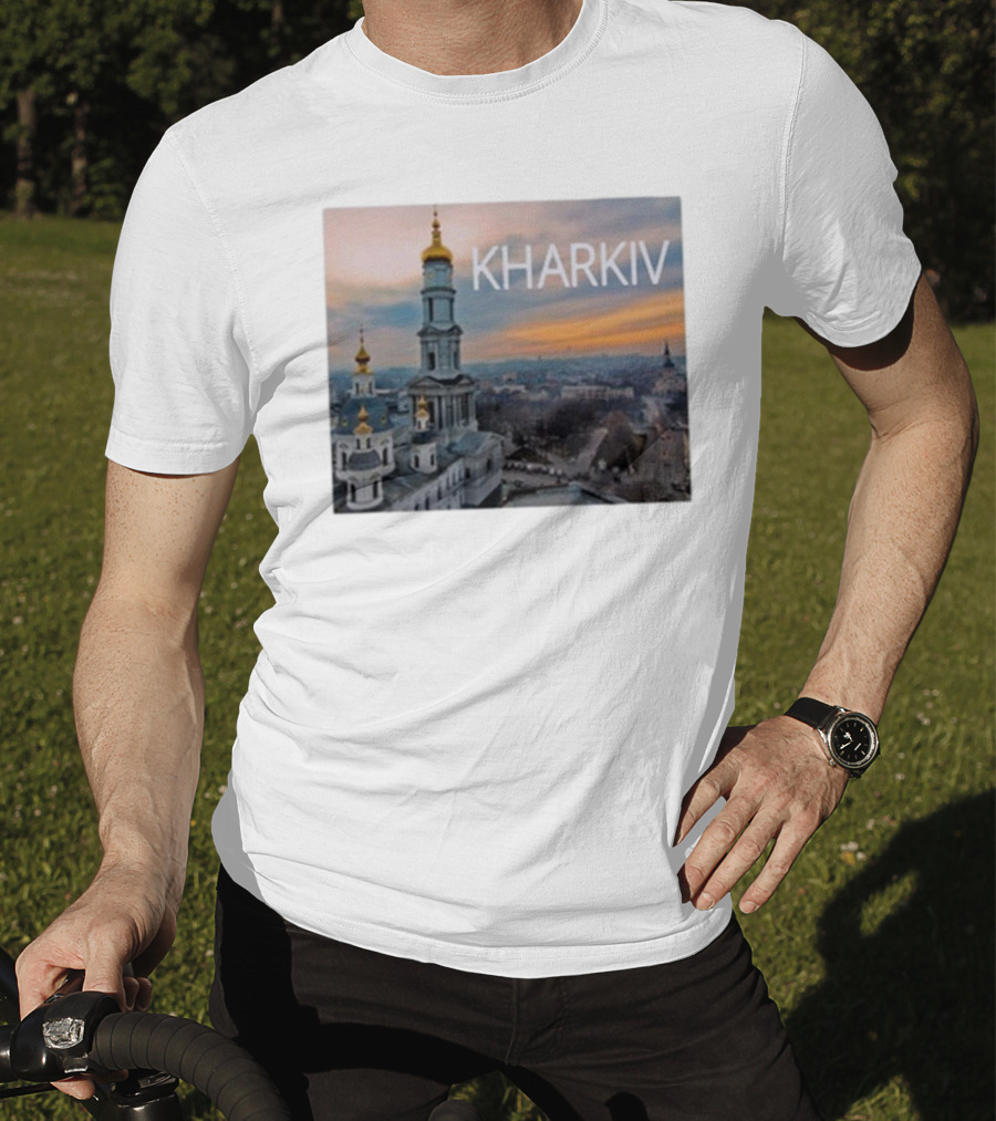 Kharkiv City Skyline With Famous Cathedral Sunset View T-Shirt