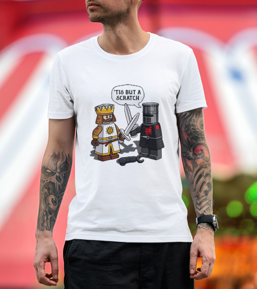 King Arthur and the Black Knight Monty Python and the Holy Grail X LEGO minifigs King vs Knight T-Shirt