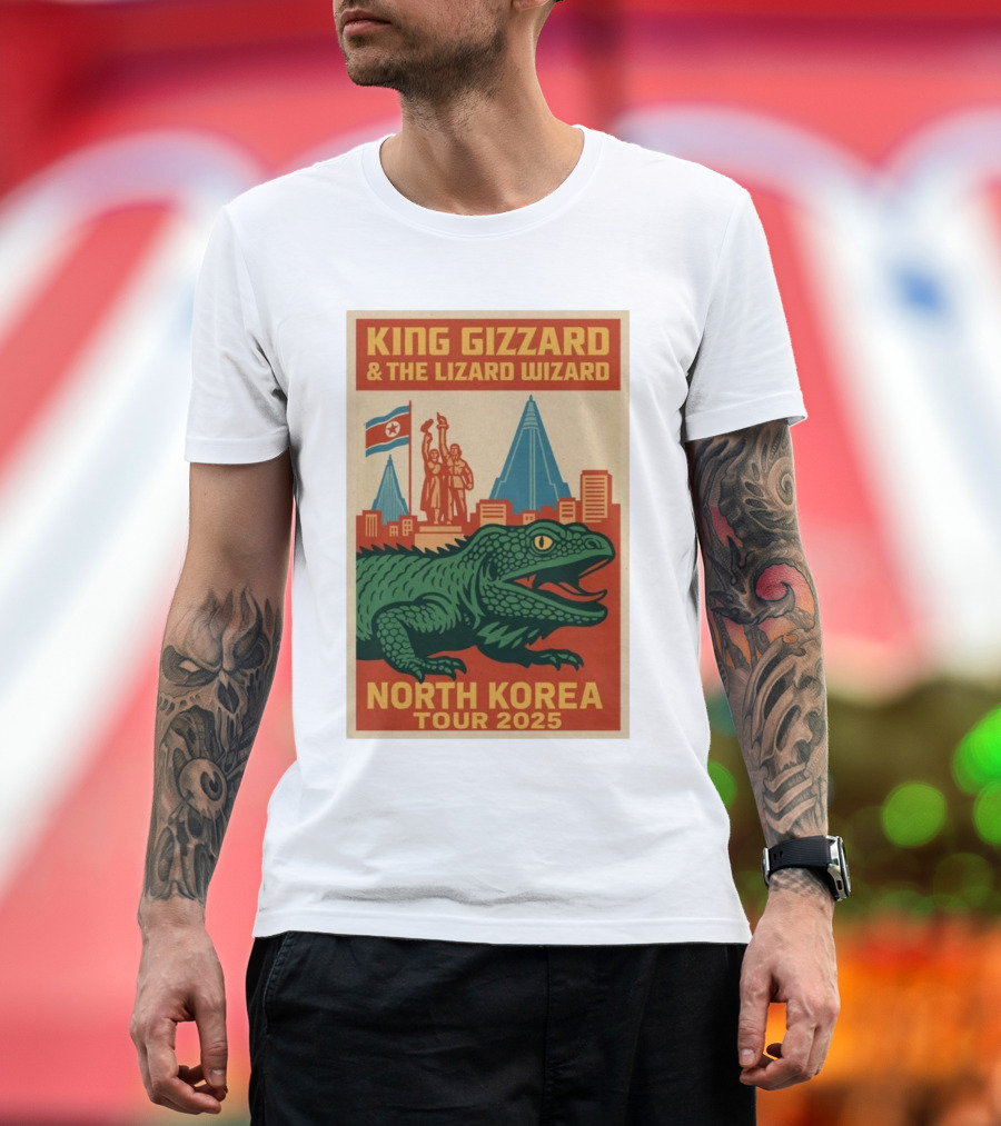 King Gizzard & The Lizard Wizard North Korea Tour 2025 Pyongyang Monument Lizard T-Shirt