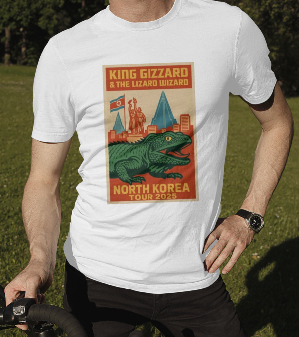 King Gizzard & The Lizard Wizard North Korea Tour 2025 Pyongyang Monument Lizard T-Shirt