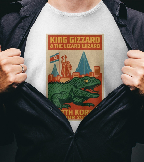 King Gizzard & The Lizard Wizard North Korea Tour 2025 Pyongyang Monument Lizard T-Shirt