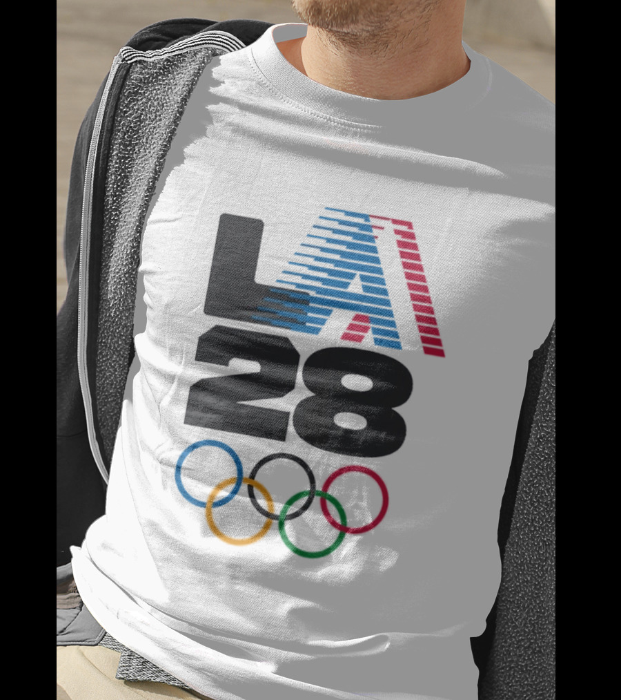 "LA 2028 Summer Olympics Retro Style With Olympic Rings" T-Shirt