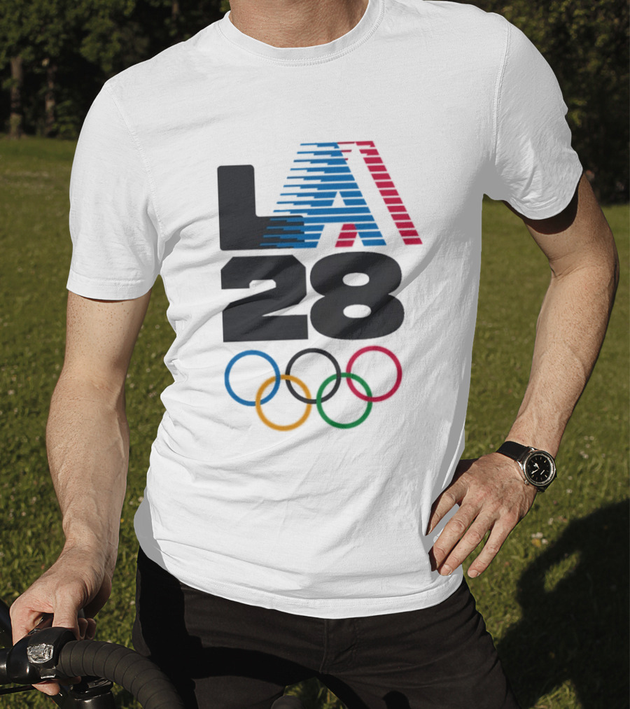 "LA 2028 Summer Olympics Retro Style With Olympic Rings" T-Shirt