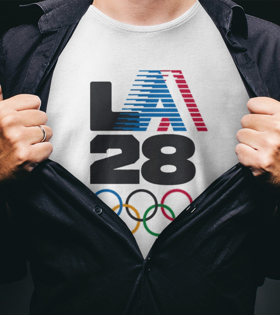 "LA 2028 Summer Olympics Retro Style With Olympic Rings" T-Shirt