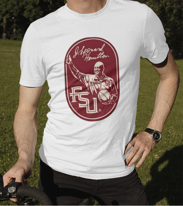 Leonard Hamilton FSU Basketball Coach With Ball And Signature T-Shirt