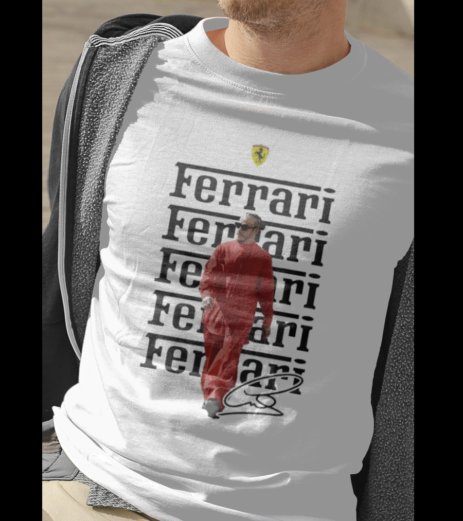 Ferrari 2025 Signature Lewis Hamilton Red Racing Suit T-Shirt
