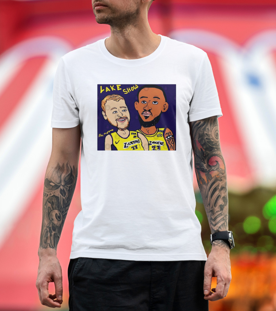 LeBron James and Luka Dončić Lake Show Lakers Cartoon Art 23 77 T-Shirt