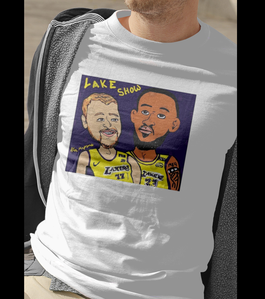 LeBron James And Luka Dončić Lake Show Lakers Cartoon Art 23 77 T-Shirt