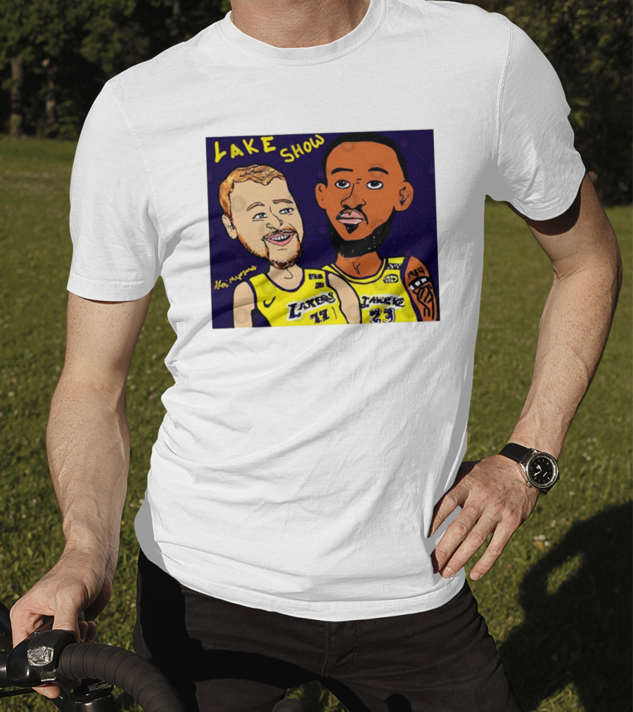 LeBron James And Luka Dončić Lake Show Lakers Cartoon Art 23 77 T-Shirt